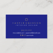 藍色および金ゴールドブラシストロークカード 名刺 (裏面)