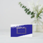 藍色および金ゴールドブラシストロークカード 名刺 (スタンド正面)