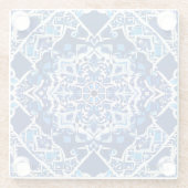 藍色とコバルトブルーのモザイクパターン ガラスコースター (裏面)