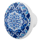 藍色とコバルトブルーのモザイクパターン セラミックノブ (右)