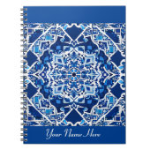 藍色とコバルトブルーのモザイクパターン ノートブック (正面)