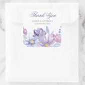 藍色とラベンダーの水色の花結婚の色 スクエアシール (バッグ)