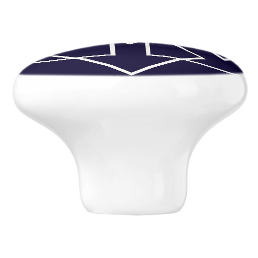 藍色と白の幾何学模様 セラミックノブ (側面)