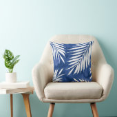 藍色のパーム葉の水色シルエット クッション (椅子)