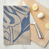 藍色のママ キッチンタオル (四つ折り)