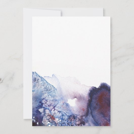 藍色のモダンな水彩画の誕生会 招待状 (裏面)