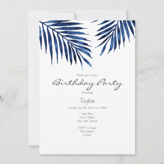 藍色のヤシの葉 招待状 (正面)