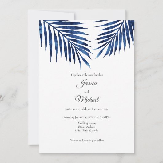藍色のヤシの葉 招待状 (正面)
