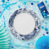 藍色のヴィンテージの花のToileの生地No.3 ペーパープレート (パーティー)