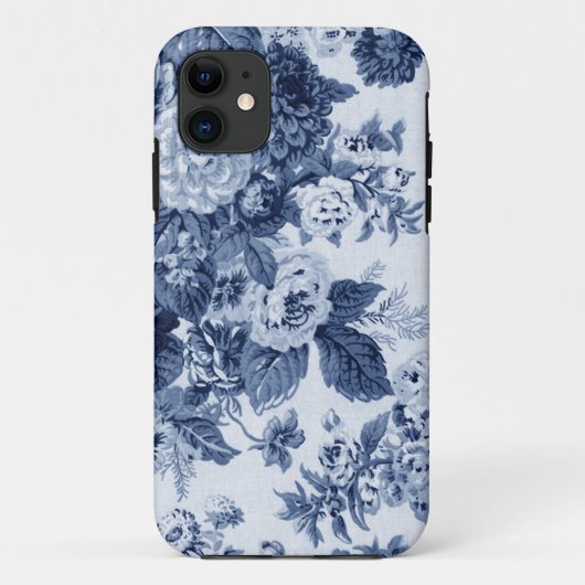 藍色のヴィンテージの花のToileの生地No.3 Case-Mate iPhoneケース (裏面)