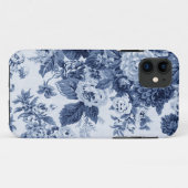 藍色のヴィンテージの花のToileの生地No.3 Case-Mate iPhoneケース (裏面(横))
