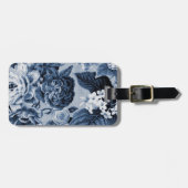 藍色のヴィンテージ植物の花のToile No.1 ラゲッジタグ (正面横)