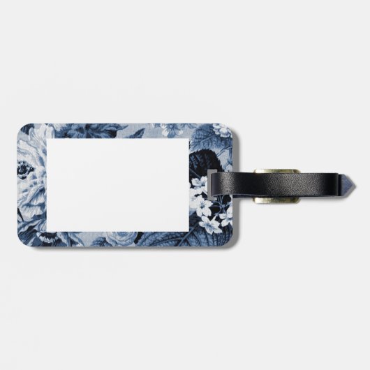 藍色のヴィンテージ植物の花のToile No.1 ラゲッジタグ (裏面横)