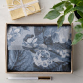 藍色のヴィンテージ花のToile No.1 薄葉紙 (ギフト)