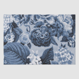 藍色のヴィンテージ花のToile No.1 薄葉紙