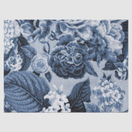 藍色のヴィンテージ花のToile No.1 薄葉紙