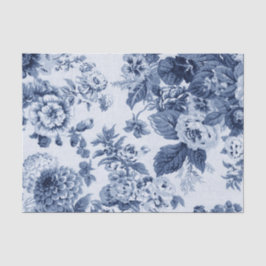 藍色のヴィンテージ花のToile No.3B 薄葉紙
