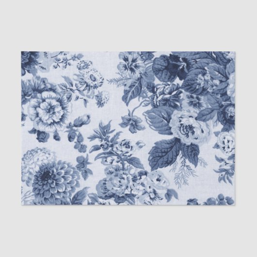 藍色のヴィンテージ花のToile No.3B 薄葉紙 (正面)