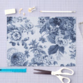 藍色のヴィンテージ花のToile No.3B 薄葉紙 (クラフト)