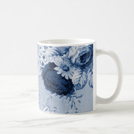 藍色のヴィンテージ花のToile No.4 コーヒーマグカップ