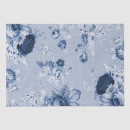 藍色のヴィンテージ花のToile No.4 薄葉紙