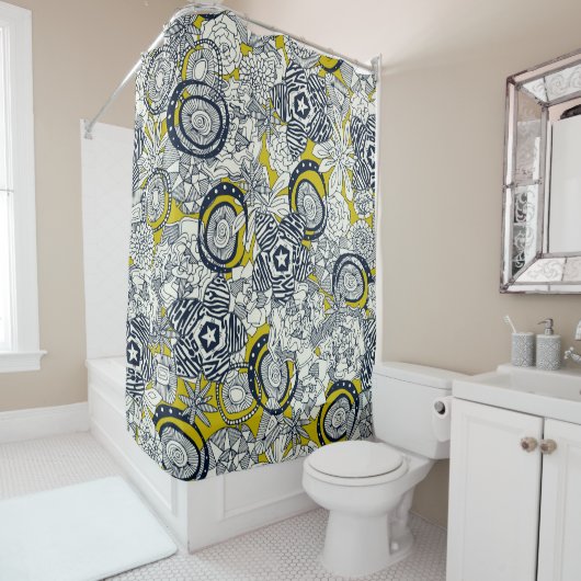 藍色の多肉植物 シャワーカーテン (インサイチュ)