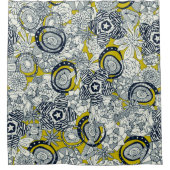 藍色の多肉植物 シャワーカーテン (正面)