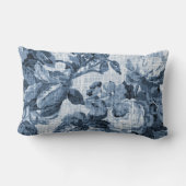 藍色の植物の花のToileの生地No.5 ランバークッション (裏面)