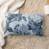 藍色の植物の花のToileの生地No.5 ランバークッション (ブランケット)