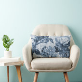 藍色の植物の花のToileの生地No.5 ランバークッション (椅子)