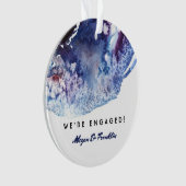 藍色の水彩画のモダンな結婚式/婚約 オーナメント (正面)