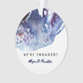 藍色の水彩画のモダンな結婚式/婚約 オーナメント (正面)