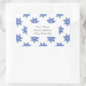 藍色の水色のスノーフレーク模様ラベル 長方形シール (バッグ)