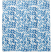 藍色の水色の雨が絞り シャワーカーテン (正面)