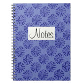 藍色の濃いストライプの青の円のパターン ノートブック (正面)