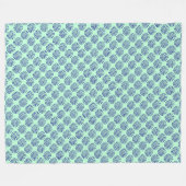 藍色の濃いストライプの青の円のパターン フリースブランケット (正面(横))