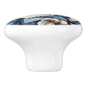 藍色の白いバラの背景 セラミックノブ (側面)