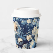 藍色の白いバラの背景 紙コップ (左)