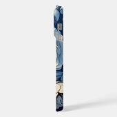 藍色の白いバラの背景 iPhoneケース (左側面)