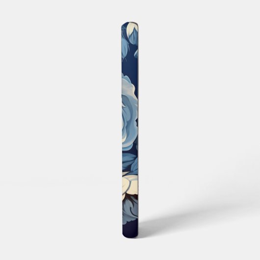 藍色の白いバラの背景 SAMSUNG GALAXYケース (左側面)