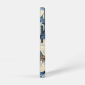 藍色の白いバラの背景 SAMSUNG GALAXYケース (右側面)