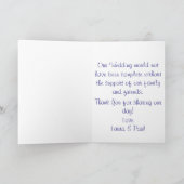 藍色の花の結婚式のサンキューカード サンキューカード (内部)