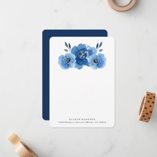 藍色の花 |ひなパーソナライズされた形カード ノートカード (正面/裏面インサイチュ)