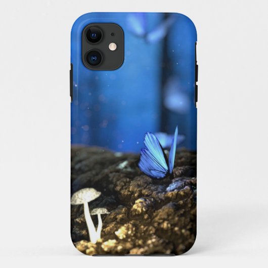 藍色の蝶とキノコの森 Case-Mate iPhoneケース (裏面)