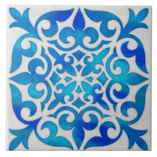 藍色の装飾陶磁器タイル タイル (正面)