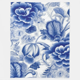 藍色花 フリースブランケット