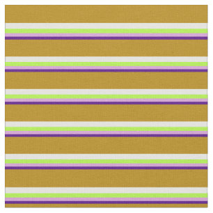 藍色、プラム、ライトグリーン、ホワイト&ダークゴールデンロッド ファブリック