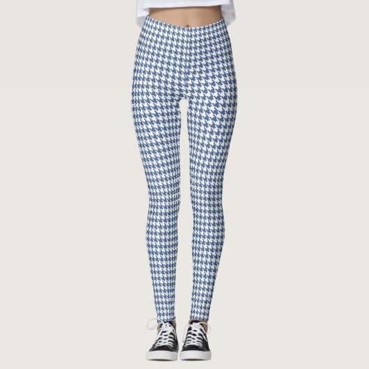 藍色White Pied De Poule Houndstooth レギンス (正面)