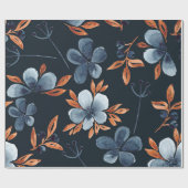 藍花の水色シームレスフローラルパターン ラッピングペーパー (フラット)