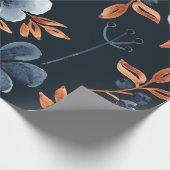 藍花の水色シームレスフローラルパターン ラッピングペーパー (角)